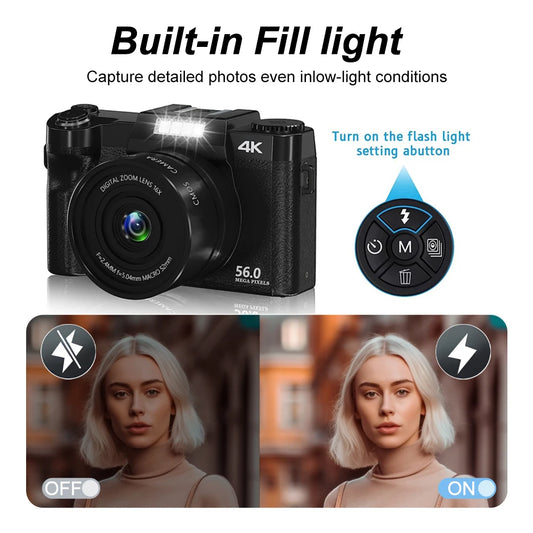 Ourlife AC800 Compact Digital Photography Camera 4K WiFi Webcam Retro Vlog Recorder YouTube 3" Screen 16x Digital Zoom Camera.