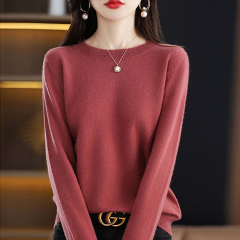 Frauen Pullover Oansatz Herbst Winter Grundlegende Pullover Warme Casual Pulls Jumper Koreanische Lange ärmeln Solide Strickwaren Bodenbildung Shirt