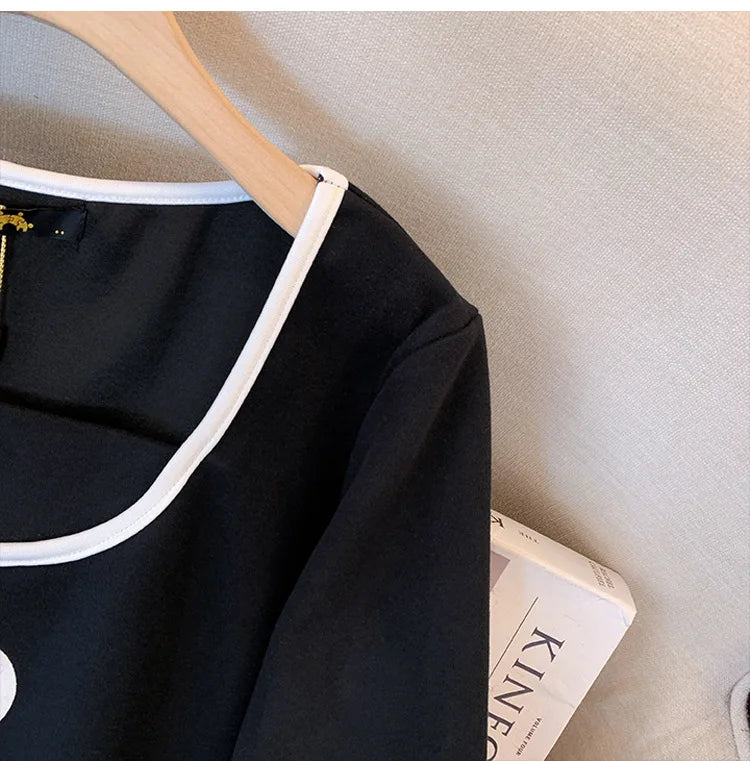 150kg plus size Damen büste Herbst Frühling lose einz eilige Hals Langarm Sweatshirt schwarz weiß 5xl 6xl 7xl 8xl 9xl