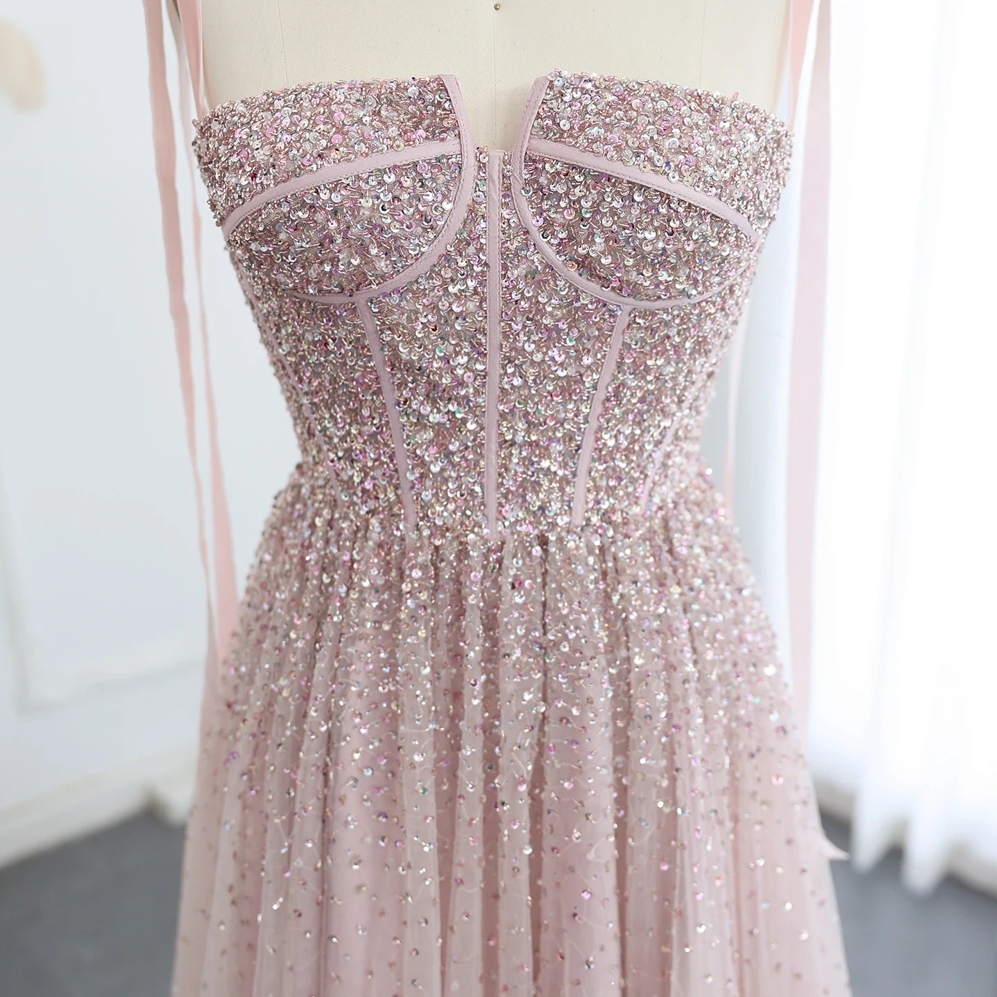 Sharon Said Luxus Perlen Blush Pink Dubai Abendkleid mit Trägern Weinrot Arabisch Arabisch Hochzeit Party Kleid SS263 Maßgeschneidert