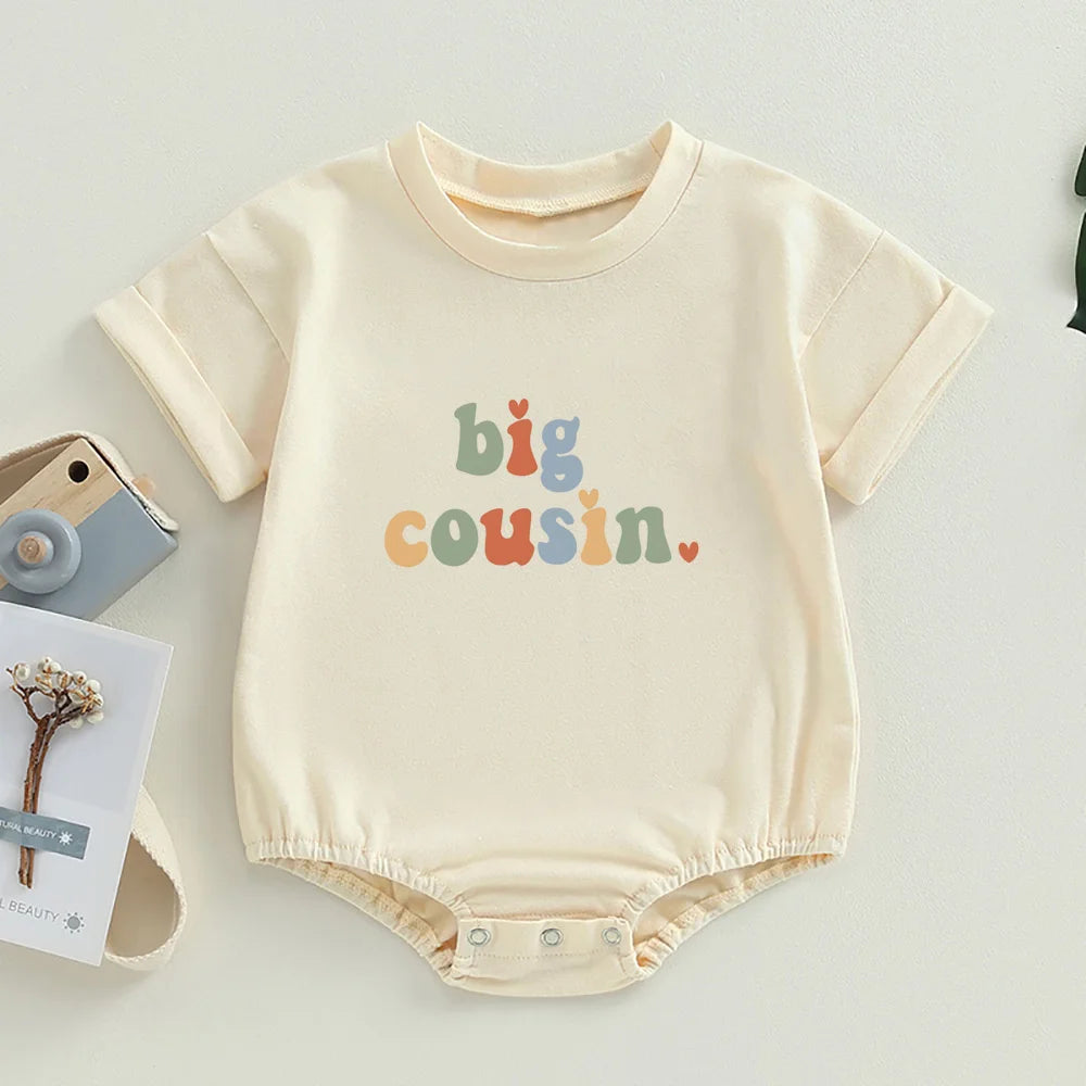 Retro Cousin Crew Kleinkind übergroße T-Shirt Stram pler große kleine Cousine Baby Bubble Stram pler Bodysuit süße Baby Outfits.