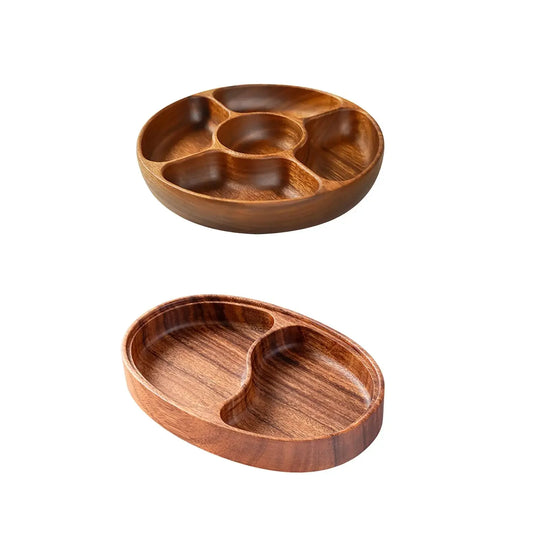Divided Serving Tray Snack Tray Candy Bowl Fruit Plate Appetizer Platter Wood for Farmhouse Kitchen Nut Bread Dining Room.