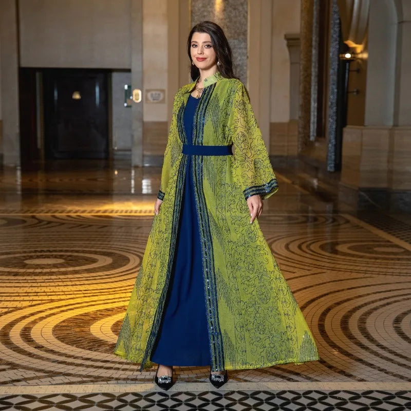 UNI Muslim Abaya Indische Anarkali Anzüge für Frau Dubai Tägliche Party Kleid Mode Langarm Gürtel Kleidung Muslimischen Robe