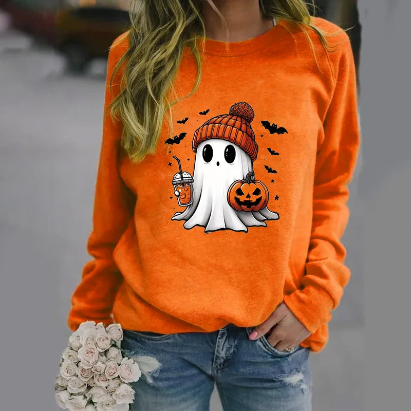 Niedliche Geister muster Pullover Frauen lässig Halloween Geist Harajuku Pullover fallen Frauen Tops