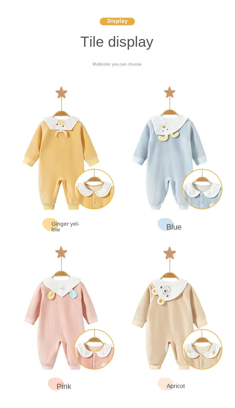 Baby-Body, ausgehend, warm und gezupft, Herren- und Damen-Herbstkleidung, Säuglingsspielanzug-Set, Herbst und Winter