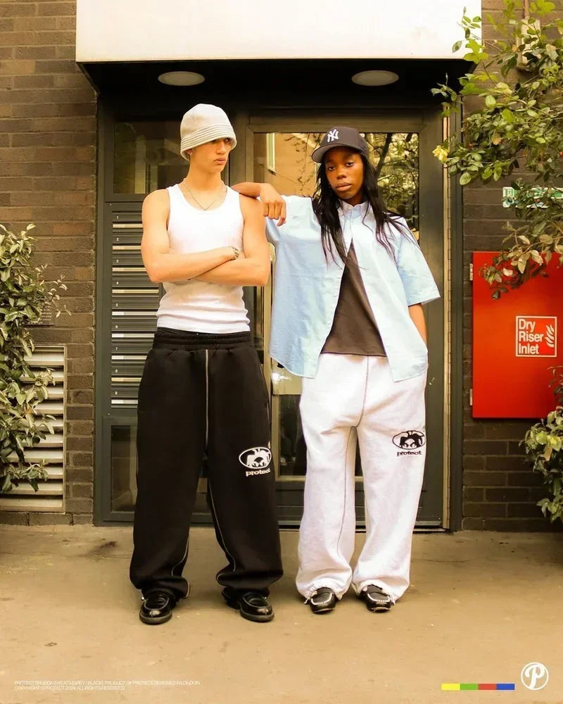 Streetwear PROTECT Mode Brief Stickerei Lose Jogginghose männer Und frauen Y2K Harajuku Hip-Hop Gothic Casual Joker Hosen