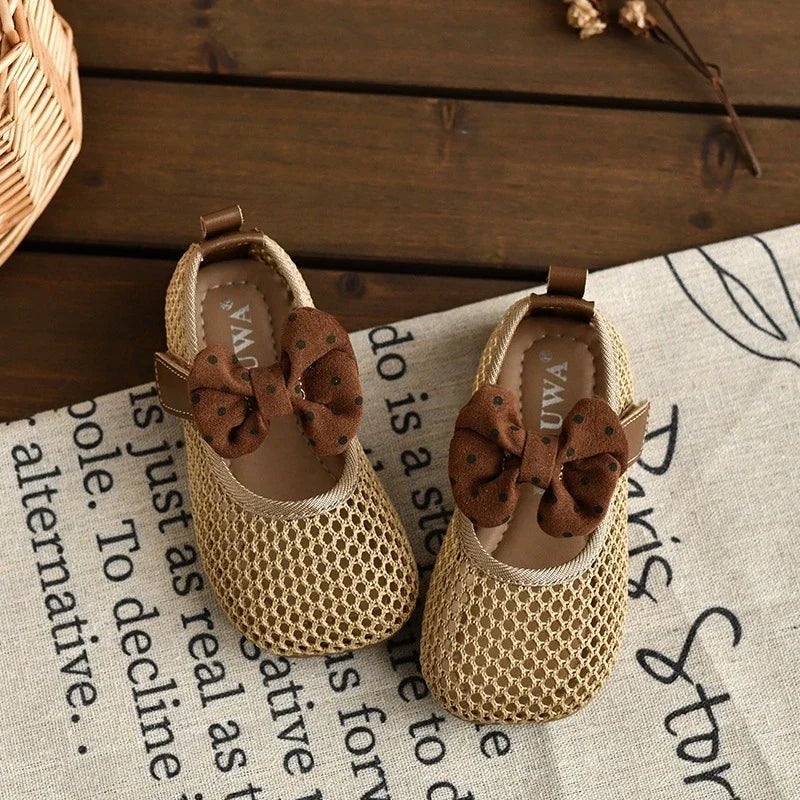 Children Girls Mesh Sandals Baby Summer Toddlers Fashion First Walker Shoes Causal Bowknot Sweet Kids Soft Sandals Breathable.