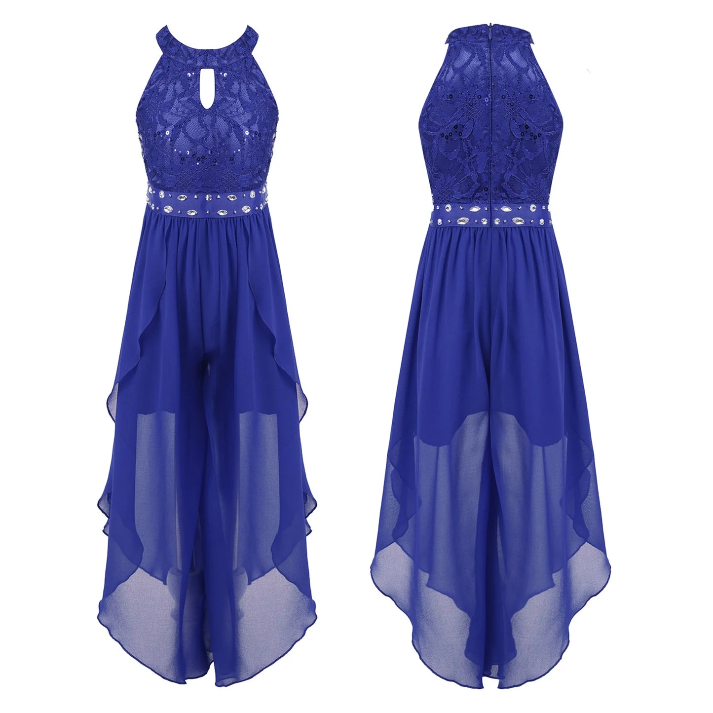 Sommer Mädchen Ärmellosen Chiffon Maxi Kleid Shiny Perlen Spitze Gebaut-in Shorts Party Kleid für Hochzeit Geburtstag Dance Leistung