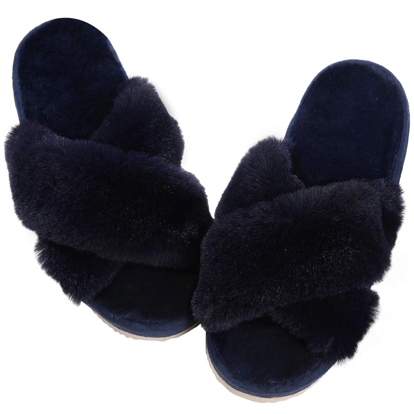 Litfun Fashion Fur Slippers For Women Winter Soft Bottom Cozy Fur Flip Flops Female Indoor Home Fluffy Short Plush Fuzzy Slides