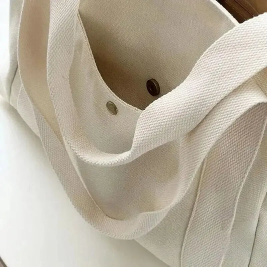 Canvas Women's Shoulder Bag Large Capacity Multiple Outer Pocket Zipper Tote Bag Student Handbag Shopping.