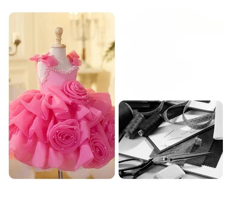 2025 Prinzessinnenkleid zum ersten Geburtstag für Mädchen, neue Hochzeit, Blumenmädchen, Klavieraufführung, Host-Kleid, Party-Kleidung, Outfits, passendes Bankett