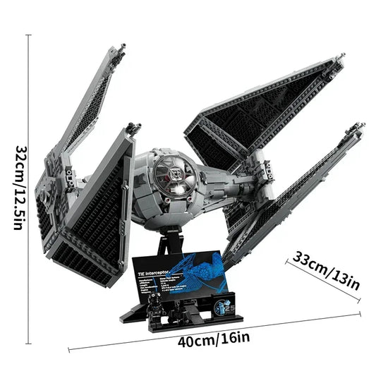 1931pcs DIY Spaceship Tied Interceptord Building Blocks Spacecraft Fighters Model Assembly Bricks Toys Kids Christmas Gift 75382.