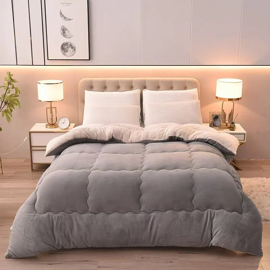 Solidcolor double-sided Duvet Lamb Wool flannel quilt warm comfort mattress in winter bedroom dormitory Thicken Weight Blanket.