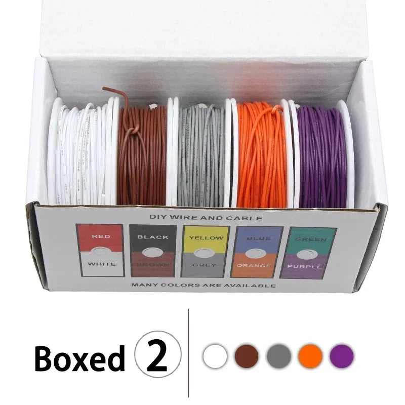 (5 Colors Mix Kit)UL1007 Wire PVC Insulation Tinned Copper Cable Stranded Electrical Line 30/28/26/24/22/20/18/16 AWG PCB Wire.