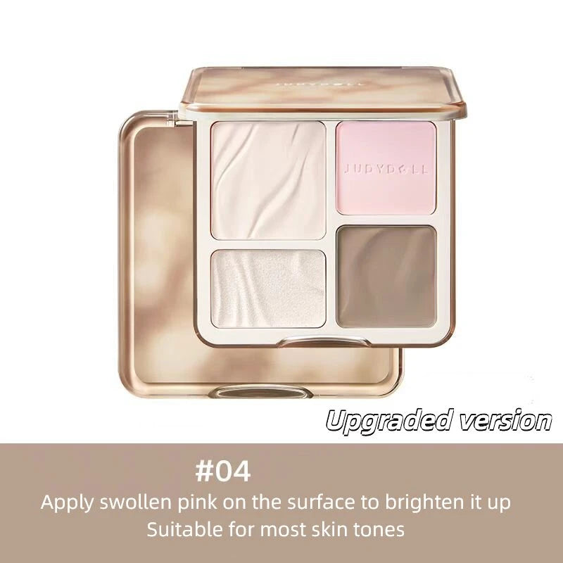 Judydoll Highlighter Contour Bronzer Palette Nude Makeup Natural Facial 3D Nose Shadow Long-Lasting Waterproof Cosmetics Makeup
