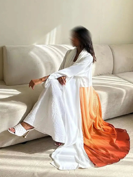 Ramadan Open Chiffon Kimono Abaya Damen Dubai Kaftan Muslim Coat Prayer Clothes Women Djellaba Kebaya Robe Femme Musulmane.