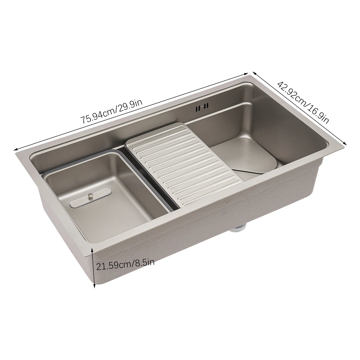 Geräuscharmes, modernes Küchenspülbecken aus Edelstahl mit Überlaufschutzloch, leicht zu reinigende Küchenanlagen