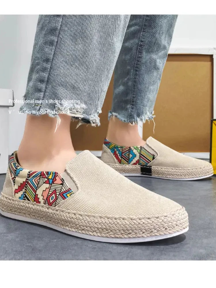 2023Men Turnschuhe Casual Sommer Low-top Cord Schuhe Fischer Schuhe Faul Schuhe Slip-on Tuch Schuhe Trendy männer Schuhe