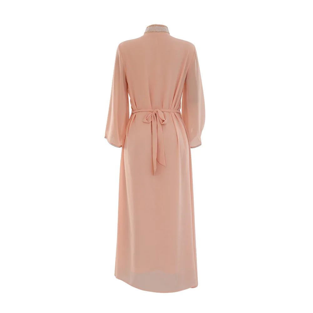 Uni Arabische Robe Mode Nahen Osten Muslimischen Kaftan Dubai Hot Fix Diamant Party Abendkleider für Frauen Kerb Stehkragen