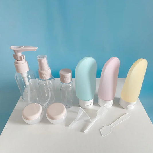 11pcs Travel Size Cosmetic Bottles Set for Nail Art Glitter, Portable Makeup Containers.