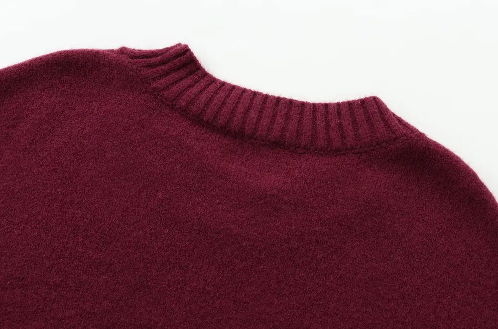 TRZA-Damen Soft Touch Übergroßer Strickpullover, O-Ausschnitt, lange Ärmel, weibliche Pullover, schicke Tops, Mode
