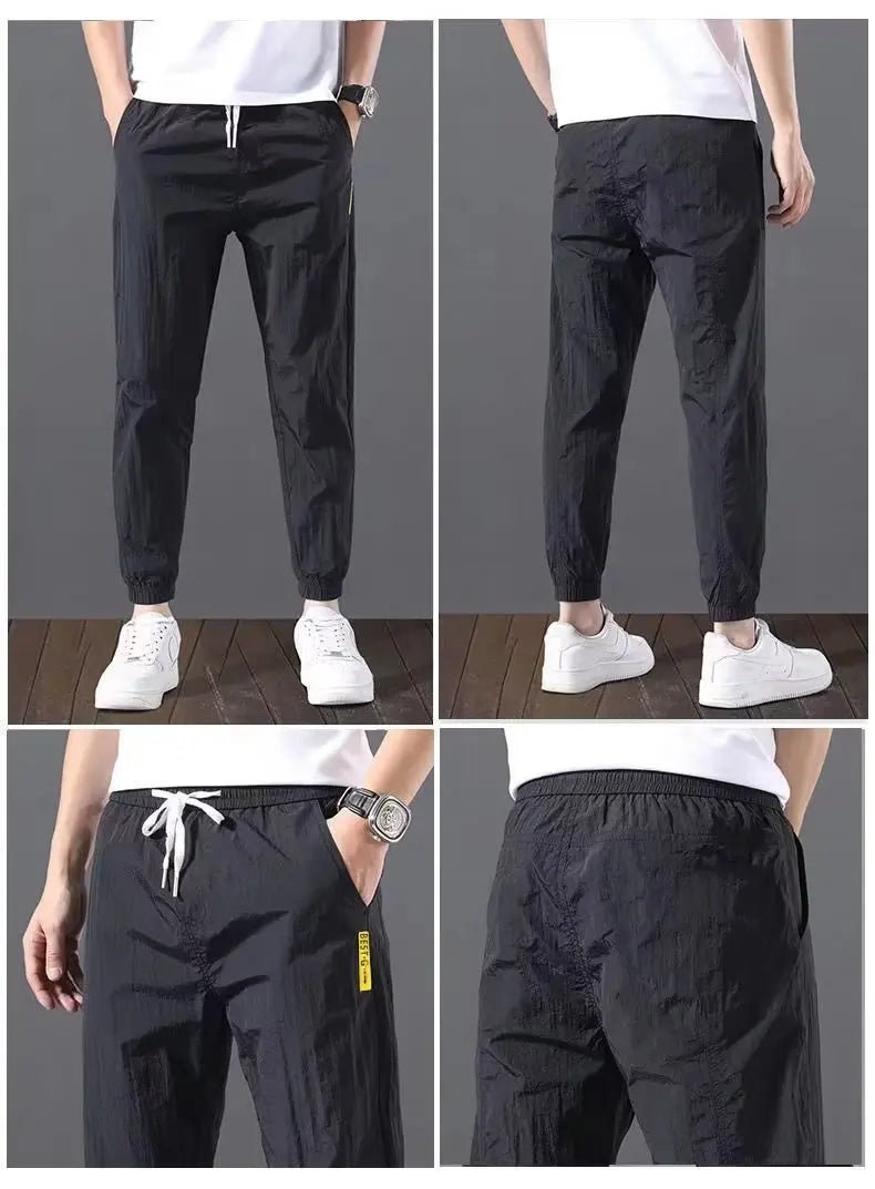 Sommer neue Mode Trend lose große dünne Eis Seide atmungsaktive koreanische Sport lässig neun Punkt Hosen 90er Jahre Vintage-Kleidung