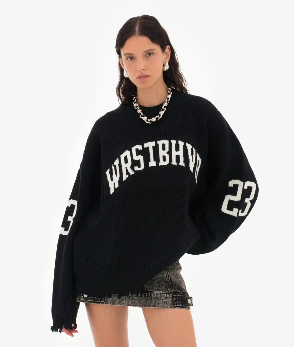 Trendy Lose Brief Jacquard Gestrickte Pullover frauen 2025, Herbst Neue Highstreet Grau Schwarz Weichen Pullover Hottie Vielseitige Stücke