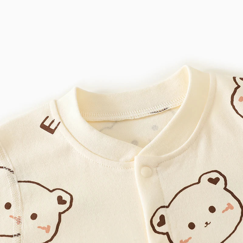 0-2Y Reine Baumwolle Langarm Neugeborenen Baby Strampler Haut-freundliche Einteilige Windel Overall Unterwäsche Infant Cartoon Homewear