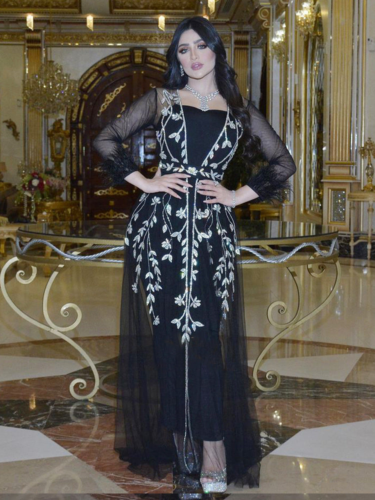 Indien Türkei Muslimischen Abaya Kleider Frauen Elegante Diamant Hochzeit Abend Party Kleid Spitze Gürtel Abaya Marokko Kaftan Robe