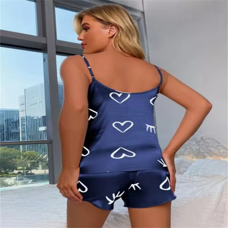 1 Satz Sommer-Damen-Pyjamas, zweiteilig, sexy, lässig, Leibchen, Unterhemd, Shorts, Homewear-Anzug