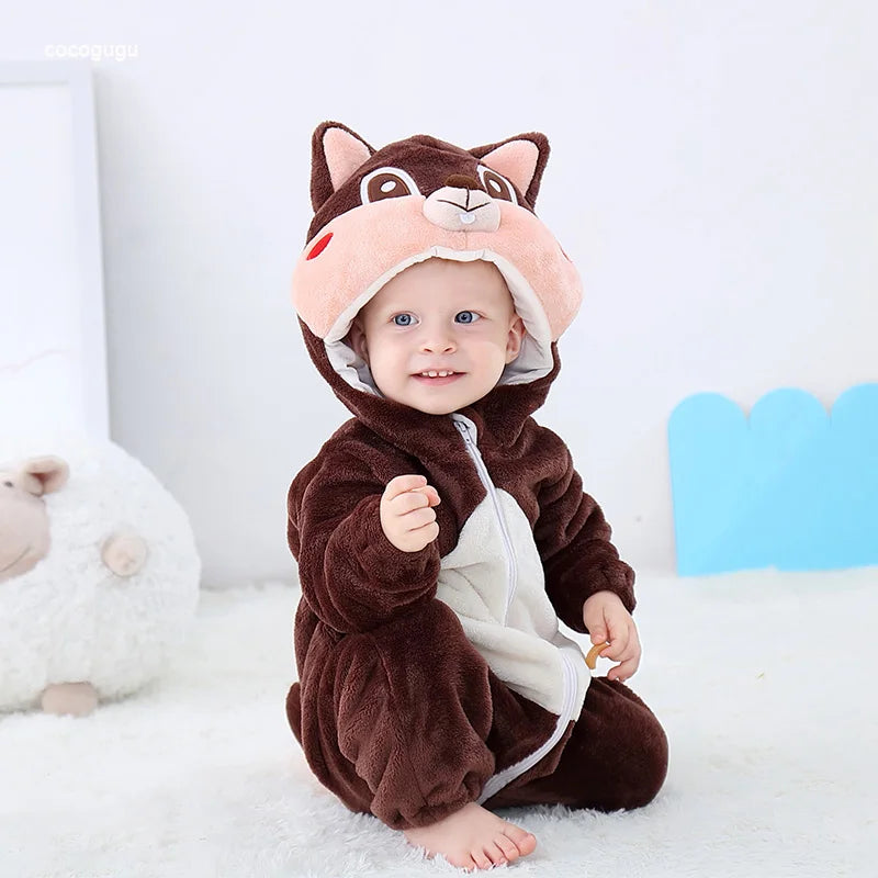 Husky Stram pler Baby Boy Girl Pyjama Neugeborene Bebe Kleidung niedlichen Body suits Flanell warmes einteiliges Winter Halloween Tier Outfit
