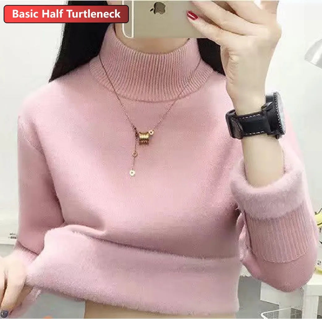 Pullover Für Frauen Winter Verdicken Rollkragen Schlank Stricken Pullover Neue Warme Plüsch Samt Gefüttert Strickwaren Jumper Tops Casual Poleras