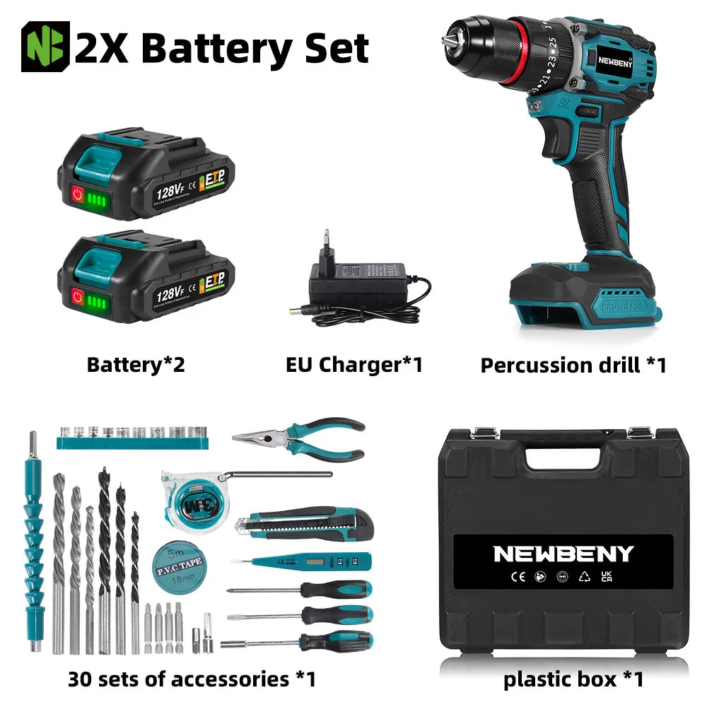 NEWBENY 80N.M 25 + 3 Drehmoment Bürstenlosen Bohrmaschine 3IN1 Akkuschrauber Holzbearbeitung Power Tool Für Makita 18V Batterie pin