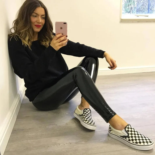 New Bright Pu Pants Women Black Slim Leather Pants Sexy Hip Liftting Yoga Fitness Leggings Running Casual Fashion Pu Pants.