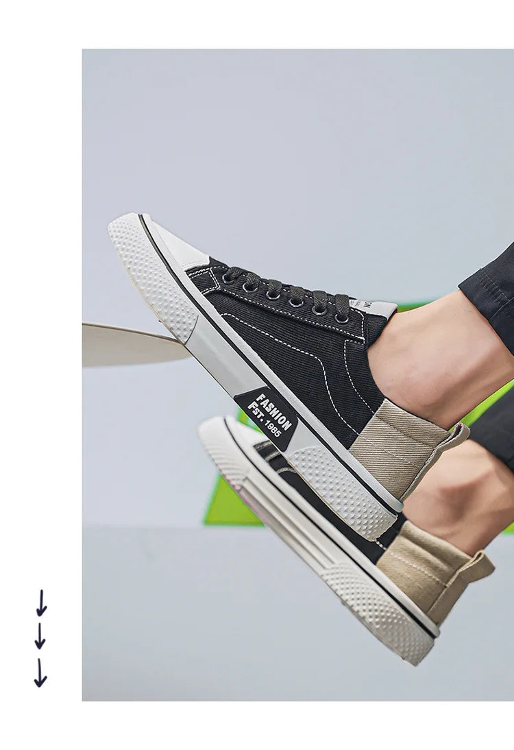 Atmungsaktive Herren-Skateschuhe aus Segeltuch mit weicher Sohle, lässige Turnschuhe, trendige, vielseitige, leichte, rutschfeste Slip-On-Sportschuhe, Größe 37–48
