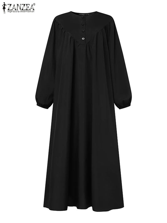 Muslim Abaya ZANZEA Solid Muslim Fashion Islamic Dress Women Vintage.