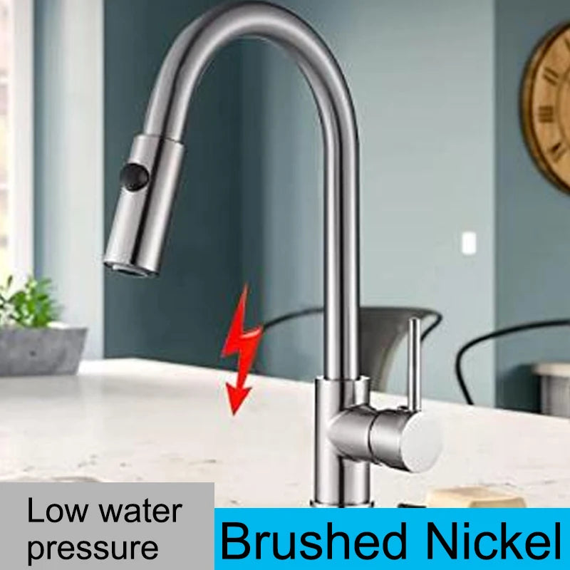 Low water pressure Kitchen Faucet Cold Hot Water Mixer Crane Tap Sprayer Stream Rotation Sink Tapware Multiple styles