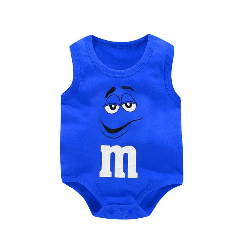 0-24M Neugeborenen Baby Baumwolle Body für Jungen und Mädchen Brief Drucken Lustige M Ärmellose Baby Strampler Sommer weiche Kleinkind Onesie