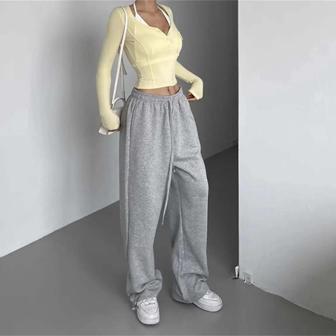 Mode Vintage Y2K Baggy Hose Frauen Sommer Breite Bein Elastische Taille Lose Hosen Dame Einfarbig Hip Hop Hosen Casual Kleidung