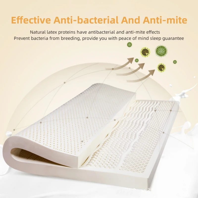 Top-Matratze aus 100 % Naturlatex, hochwertige Latexquelle, flüssig, faltbar, langsame Rückfederung, chinesische Matten mit anpassbarem Baumwollbezug