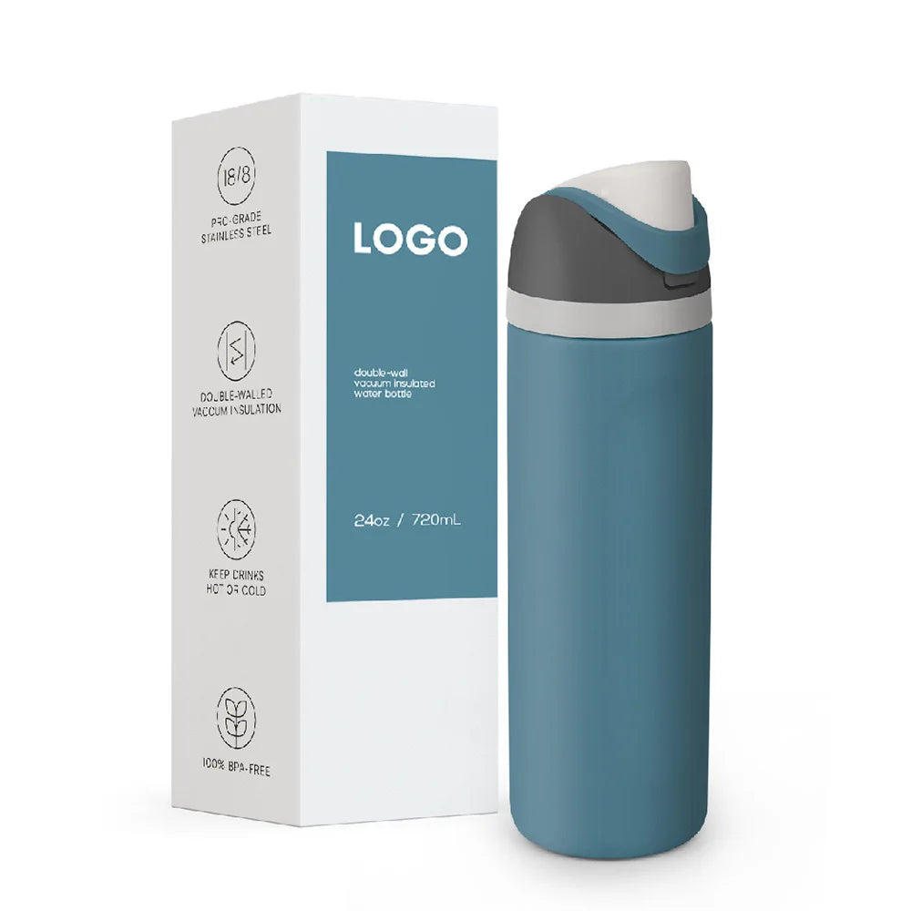 16/19/24/32OZ New 304 Stainless Steel Fitness Cup with Handle, Macaron Colored Insulated Bottle Large Capacity Straw Fruit Cup