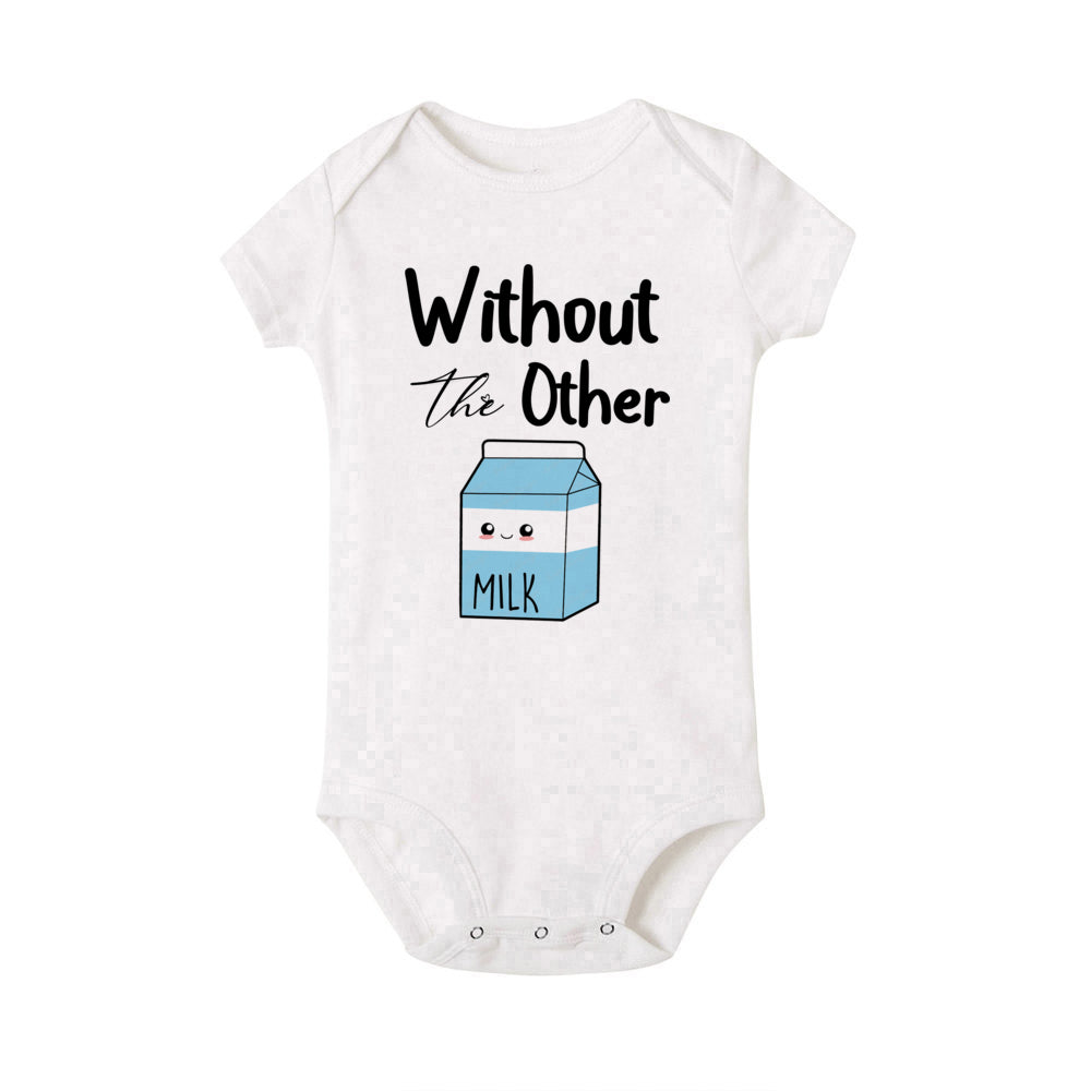 Zwillings-Body kann niemandem ohne den anderen Baby-Strampler haben. Lustiger Milch- und Keks-Zwillings-Bodysuit. Niedlicher Baby-Overall für beste Freunde