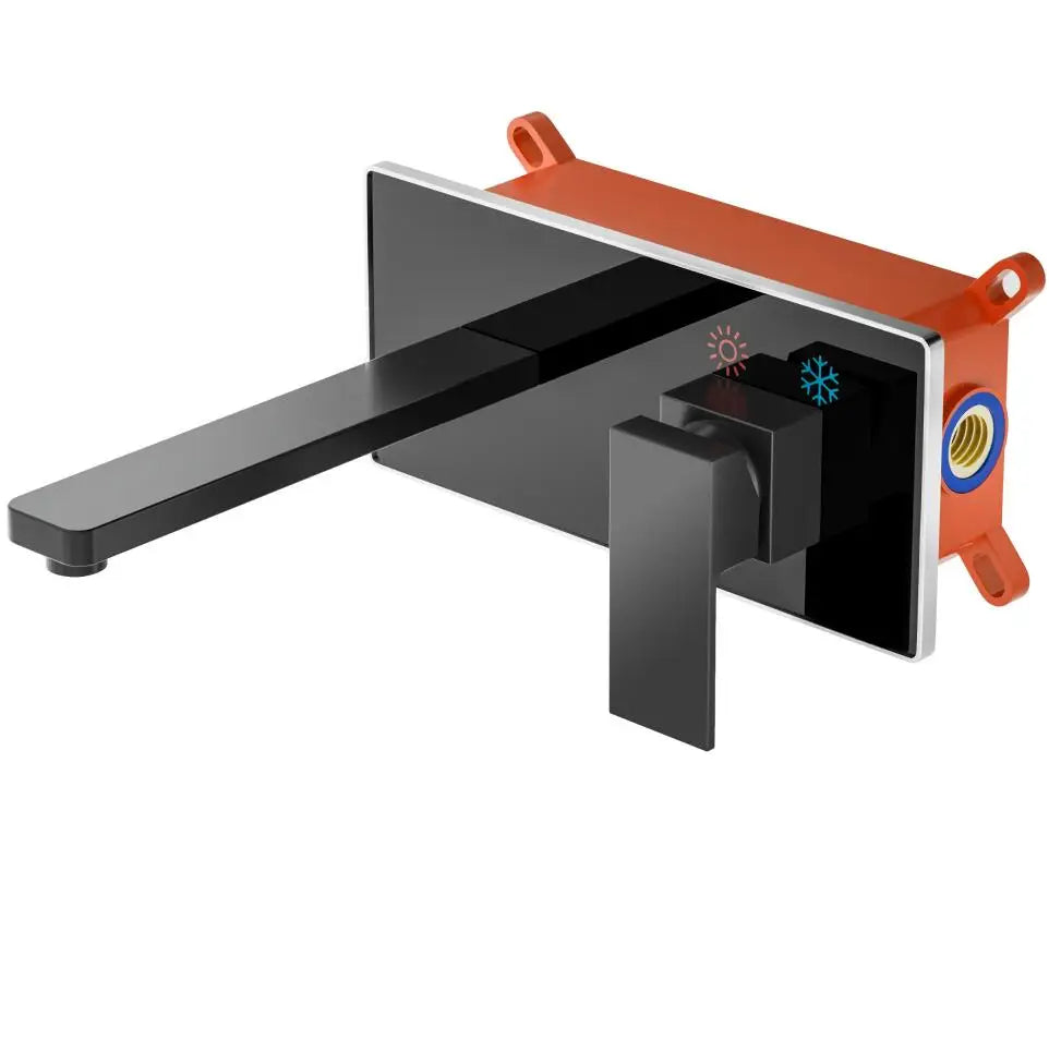 BAKALA Luxury Mirror Matte Black White Bathroom Faucet Basin Sink Tap Wall Mounted Square Brass Mixer LT-320BR