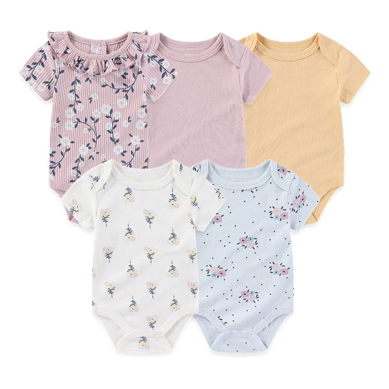 5 Teile/los Vier Jahreszeiten Mode Cartoon Kurzarm Baby Junge Mädchen Bodys Weiche Neugeborenen Onesies Kleidung