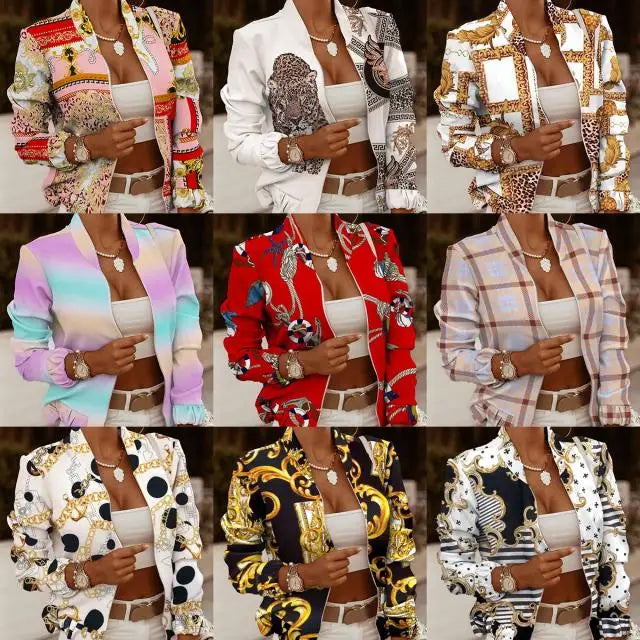Mode Frauen Jacken Dünne Kurze Mäntel Herbst Vintage Print Lange Sleeve Zipper Dünne Jacke 2024 Casual Oberbekleidung Weibliche Jacke
