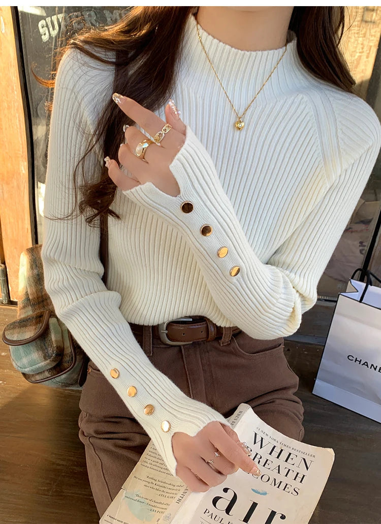 Herbst Winter Pullover Frauen Pullover Langarm Tops Kleidung Schlank Stricken Weiche Jumper Streetwear Taste Rollkragenpullover
