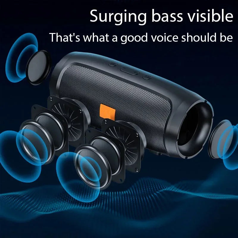 Portable Subwoofer Bluetooth Speakers Outdoor Stereo Surround Waterproof Loudspeaker Wireless Sound Box Support FM Radio TF Card.