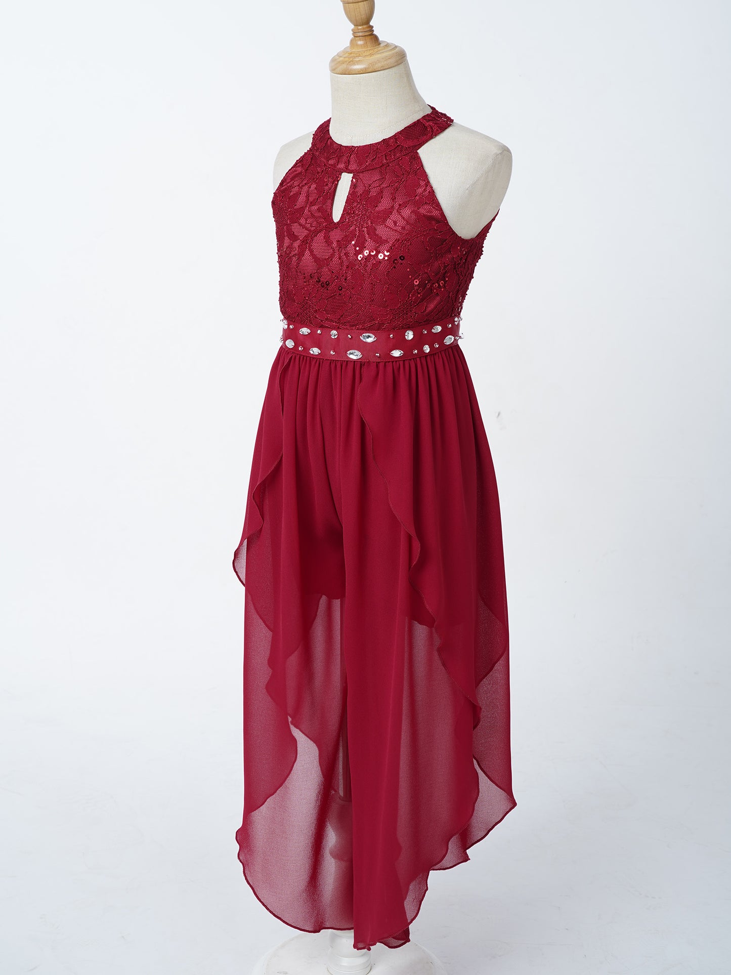 Sommer Mädchen Ärmellosen Chiffon Maxi Kleid Shiny Perlen Spitze Gebaut-in Shorts Party Kleid für Hochzeit Geburtstag Dance Leistung