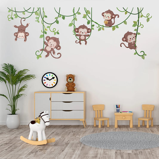 Safari Jungle Woodland Animals Wall Decals Wall Stickers for Boys Girls Baby Nursery Kids Bedroom Living Room Classroom Decor.