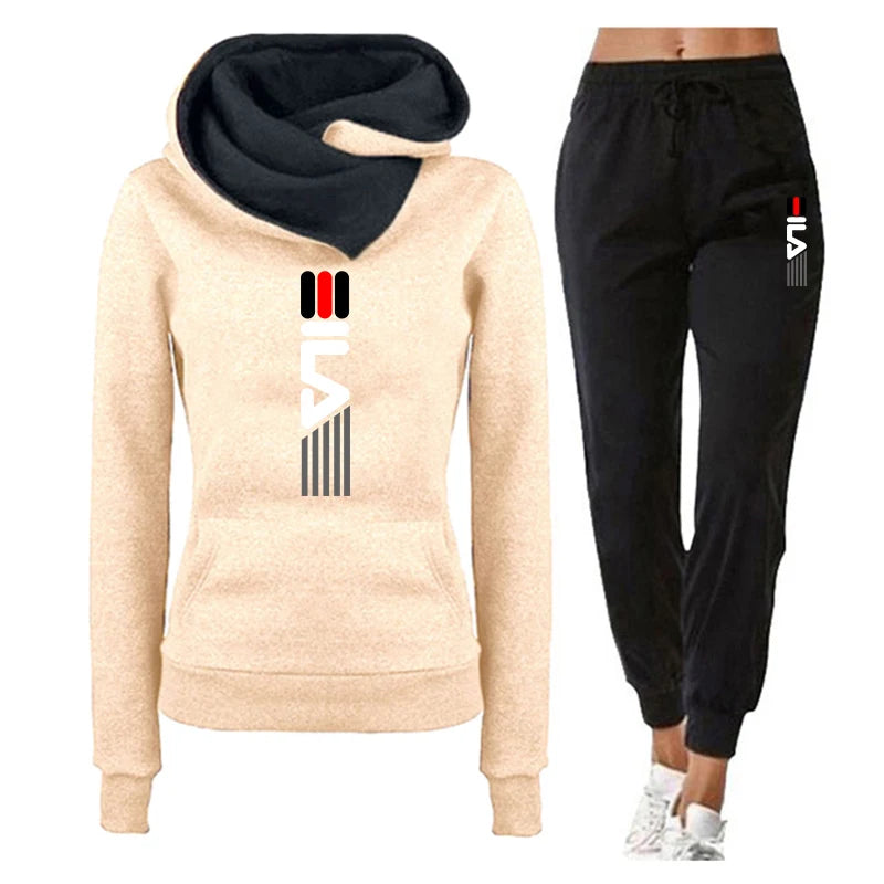 Frühling Und Herbst Frauen Hoodie Trainingsanzug 2-teiliges Set Sweatshirt Set Casual Tops Sport Lange Hosen Weibliche Plus Größe Vetement